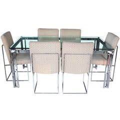 Retro Milo Baughman Chrome DIning Set