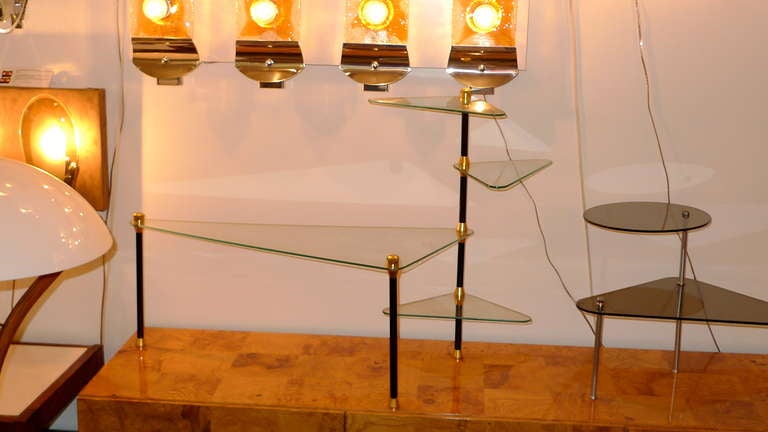 Glass 1950's French 4 tier Etagere Table For Sale