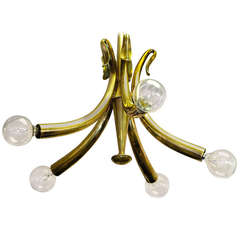 Elegant Brass Chandelier by Oscar Torlasco for Lumi