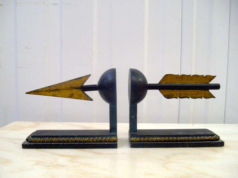 Cast iron (blackened and gilt) bookends in modernist neoclassical style of Arbus, Poillerat and Royere.
