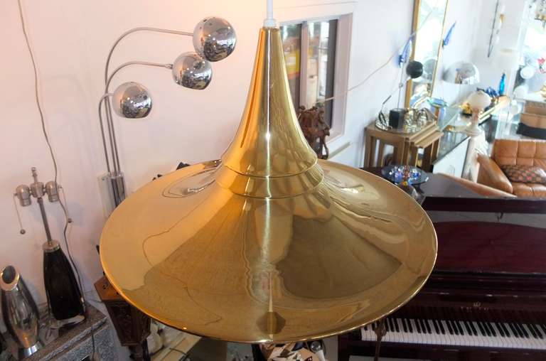 Mid-Century Modern Brass Witches Hat Pendant