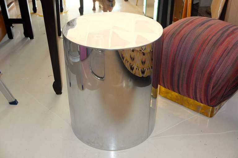 Space Age Curtis Jeré Signed Chrome Drum Pedestal