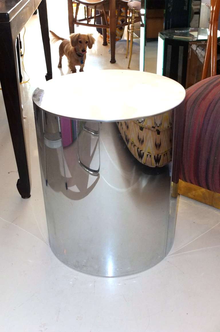 American Curtis Jeré Signed Chrome Drum Pedestal