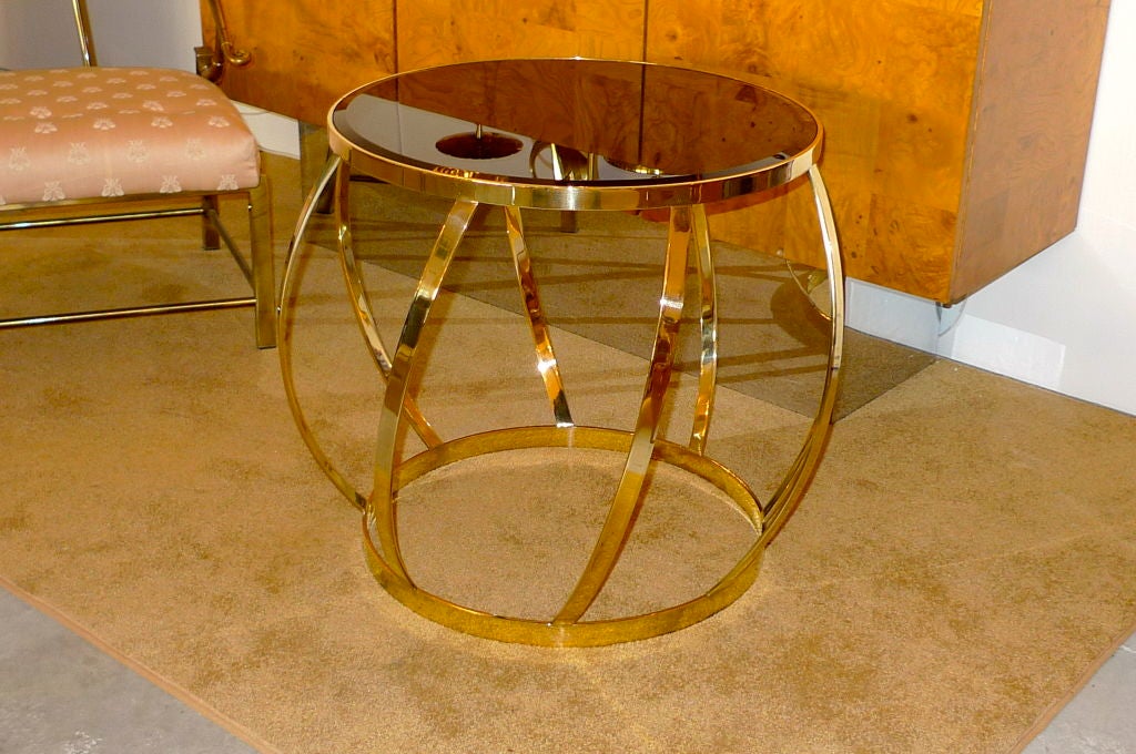 Karl Springer Round Brass Barrel Table