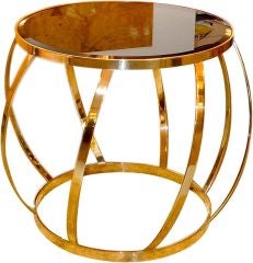 Karl Springer Round Brass Barrel Table