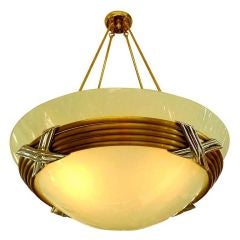 American Art Deco Frosted Bowl Chandelier 12