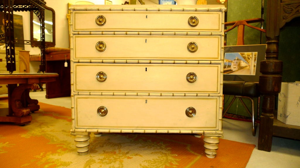 Antique English Faux Bamboo Dresser In Excellent Condition In Hanover, MA