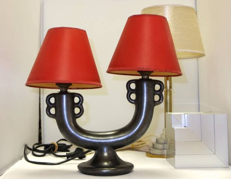 Mid-20th Century French Ceramic Lamp in the Style of Georges Jouve