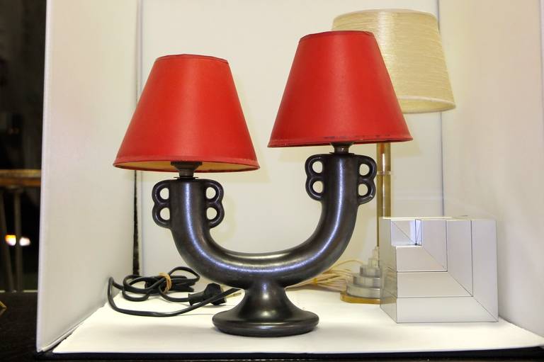Mid-Century Modern French Ceramic Lamp in the Style of Georges Jouve