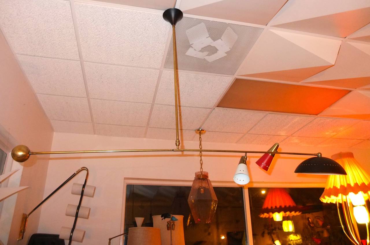 Mid-20th Century 1960's Italian Counterbalance Ceiling Light