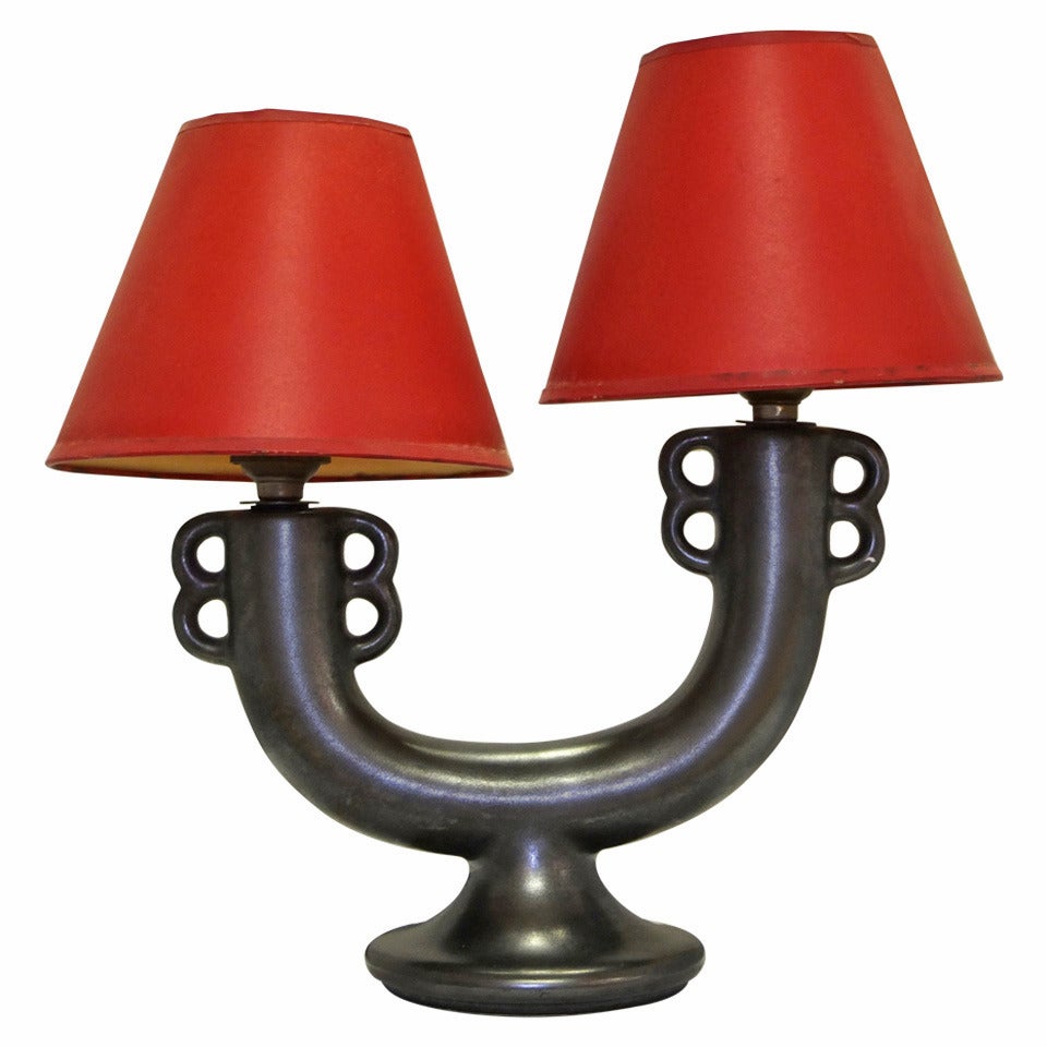 French Ceramic Lamp in the Style of Georges Jouve