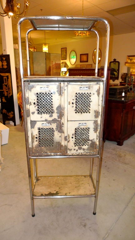 Industrial Designed Etagere with Vintage Gym Lockers