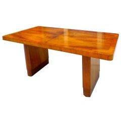 French Art Deco Walnut Dining / Writing Table