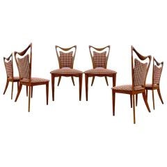 Set of 6 1940's Modernist Walnut Dining Chairs