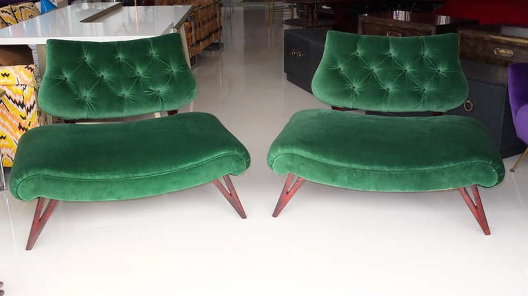 American Pair of Grosfeld House Hollywood Regency Slipper Chairs