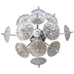 Val Saint Lambert Crystal and Chrome Sputnik Flush Mount