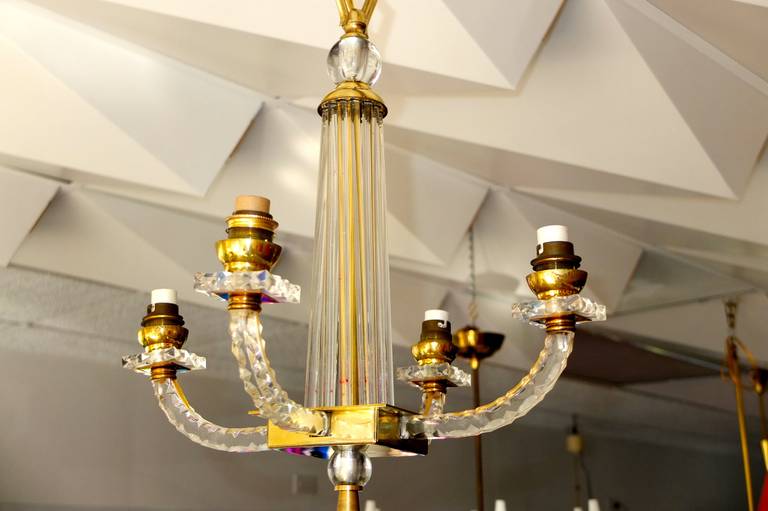 Pair of Jacques Adnet Petite Chandeliers For Sale 2