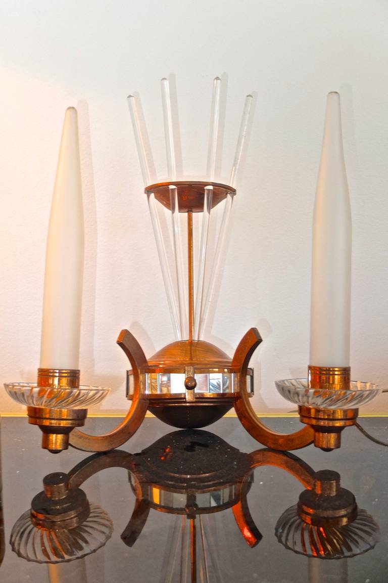 Pair of French Art Deco Sconces Attributed to Petitot In Excellent Condition In Hanover, MA