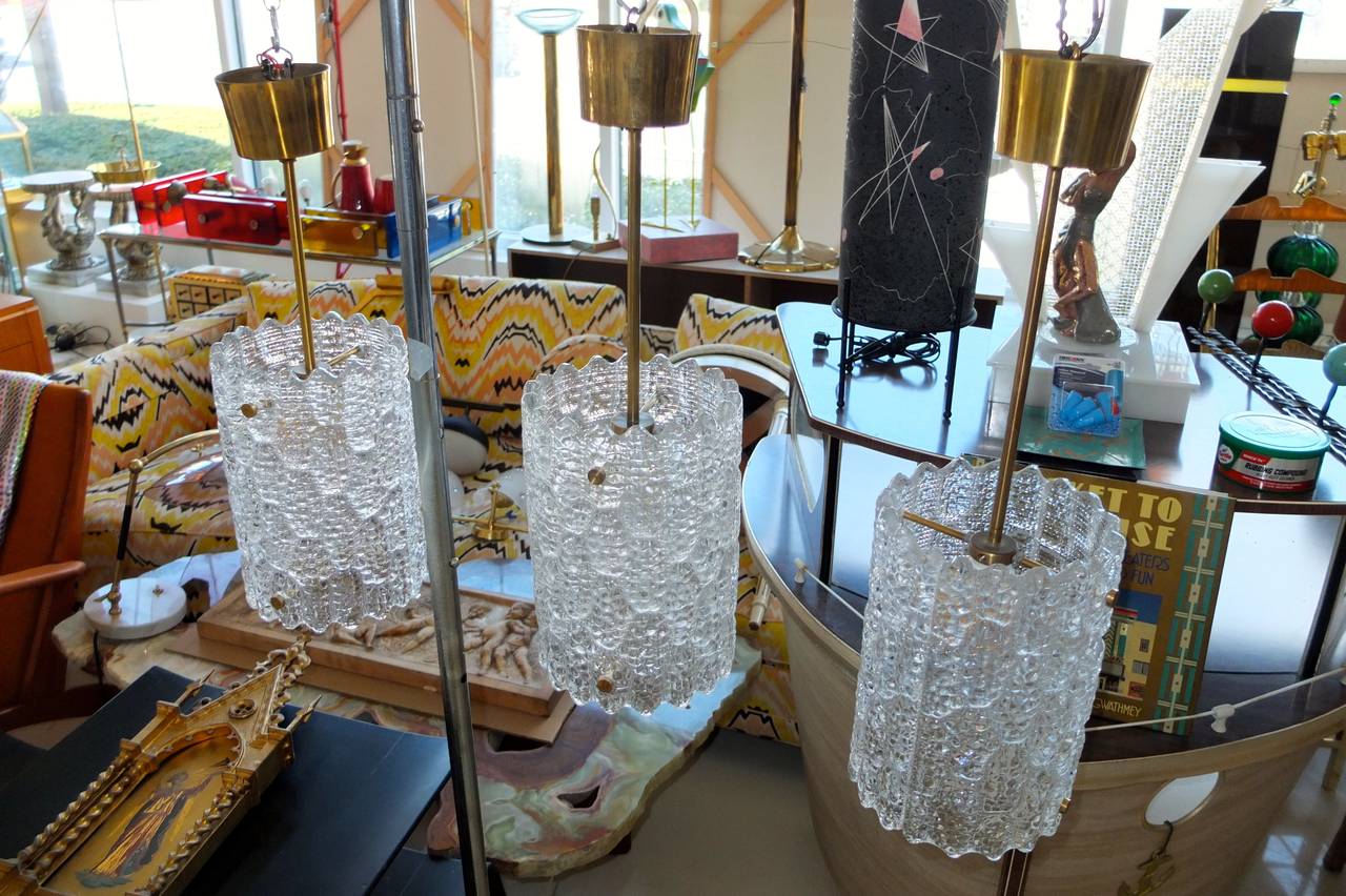 Pair of Crystal Pendant Lights by Carl Fagerlund for Orrefors In Excellent Condition In Hanover, MA