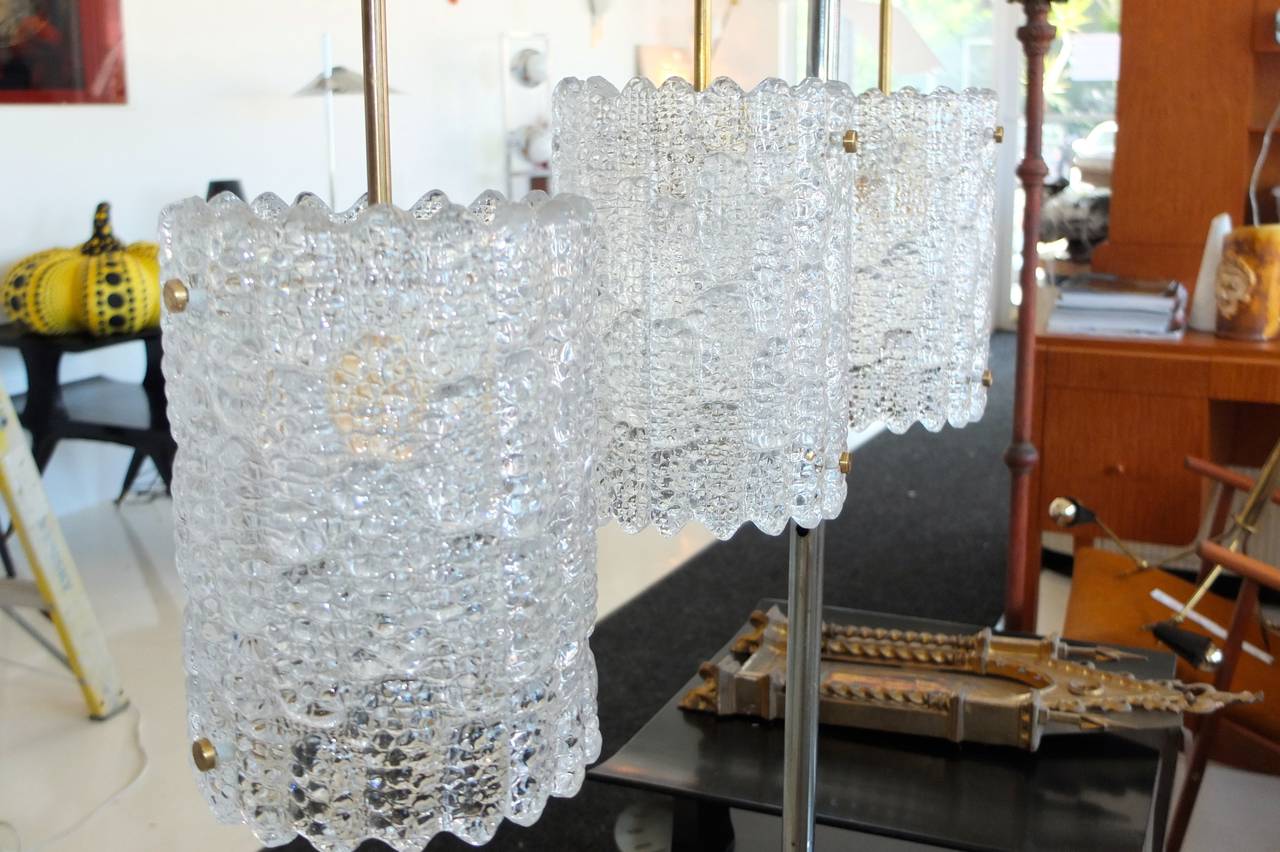 Mid-20th Century Pair of Crystal Pendant Lights by Carl Fagerlund for Orrefors