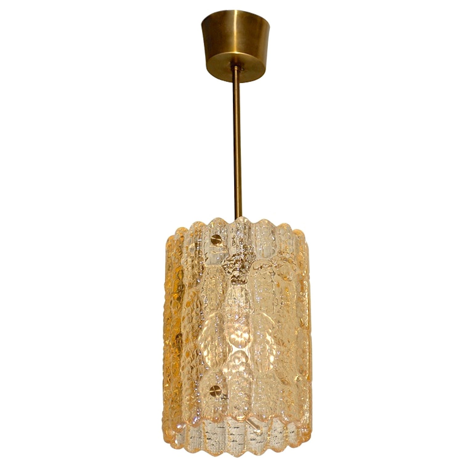 Carl Fagerlund Gold Tinted Crystal Pendant for Orrefors
