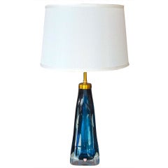 Carl Fagerlund for Orrefors Blue Glass Table Lamp