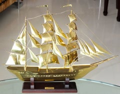 Brass Scale Model Of Tall Ship "Sagres"