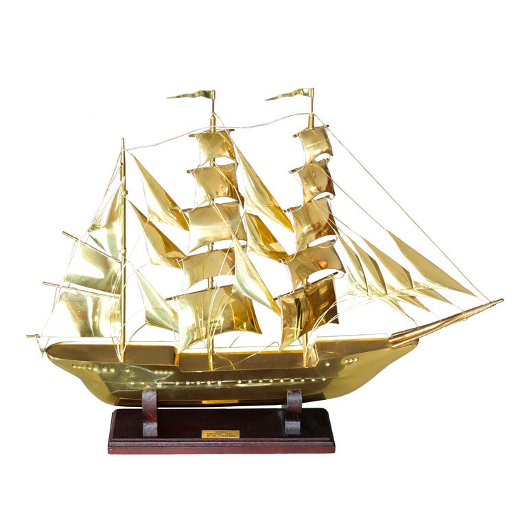 Brass Scale Model Of Tall Ship "Sagres" For Sale at 1stdibs