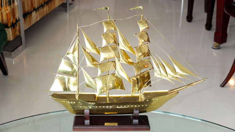 Brass Scale Model Of Tall Ship 