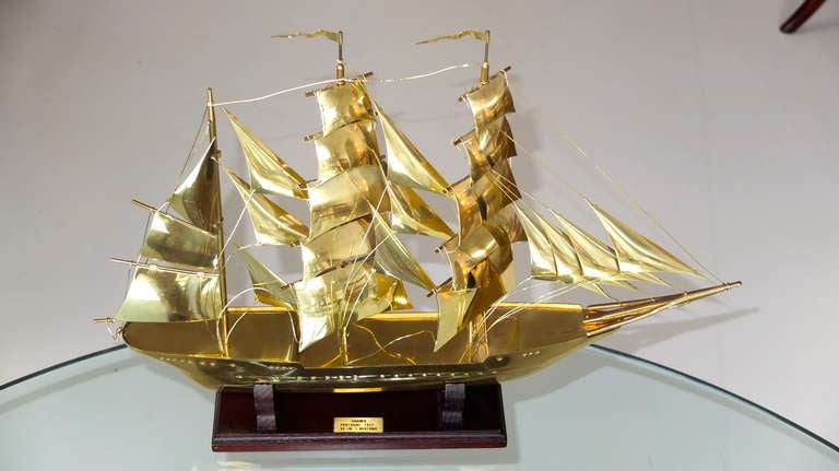 Brass Scale Model Of Tall Ship 