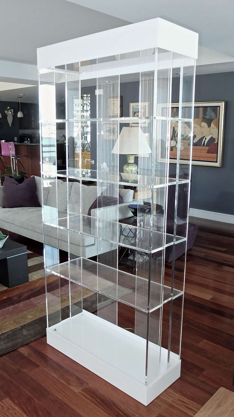 Pair of Illuminated Lucite Etageres by Pace Collection