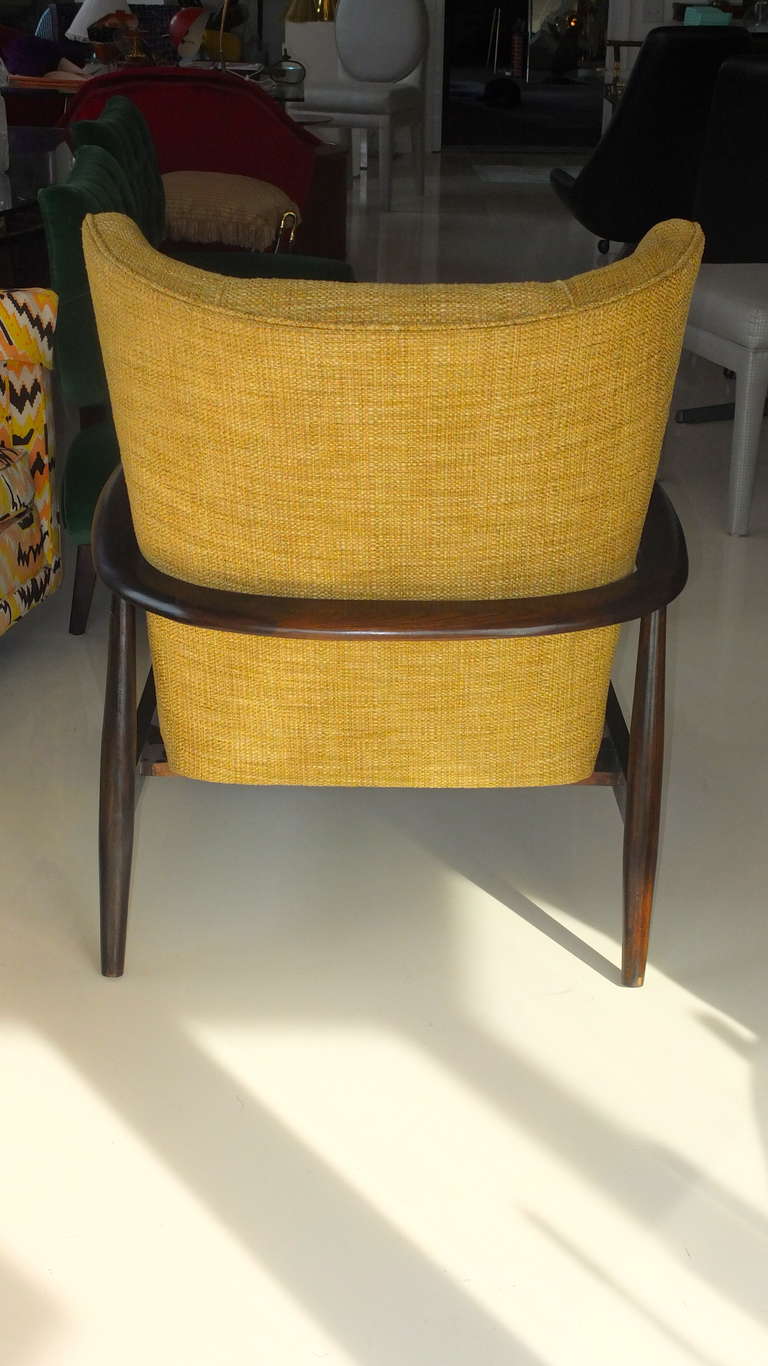 Walnut Danish Modern Wing Chair