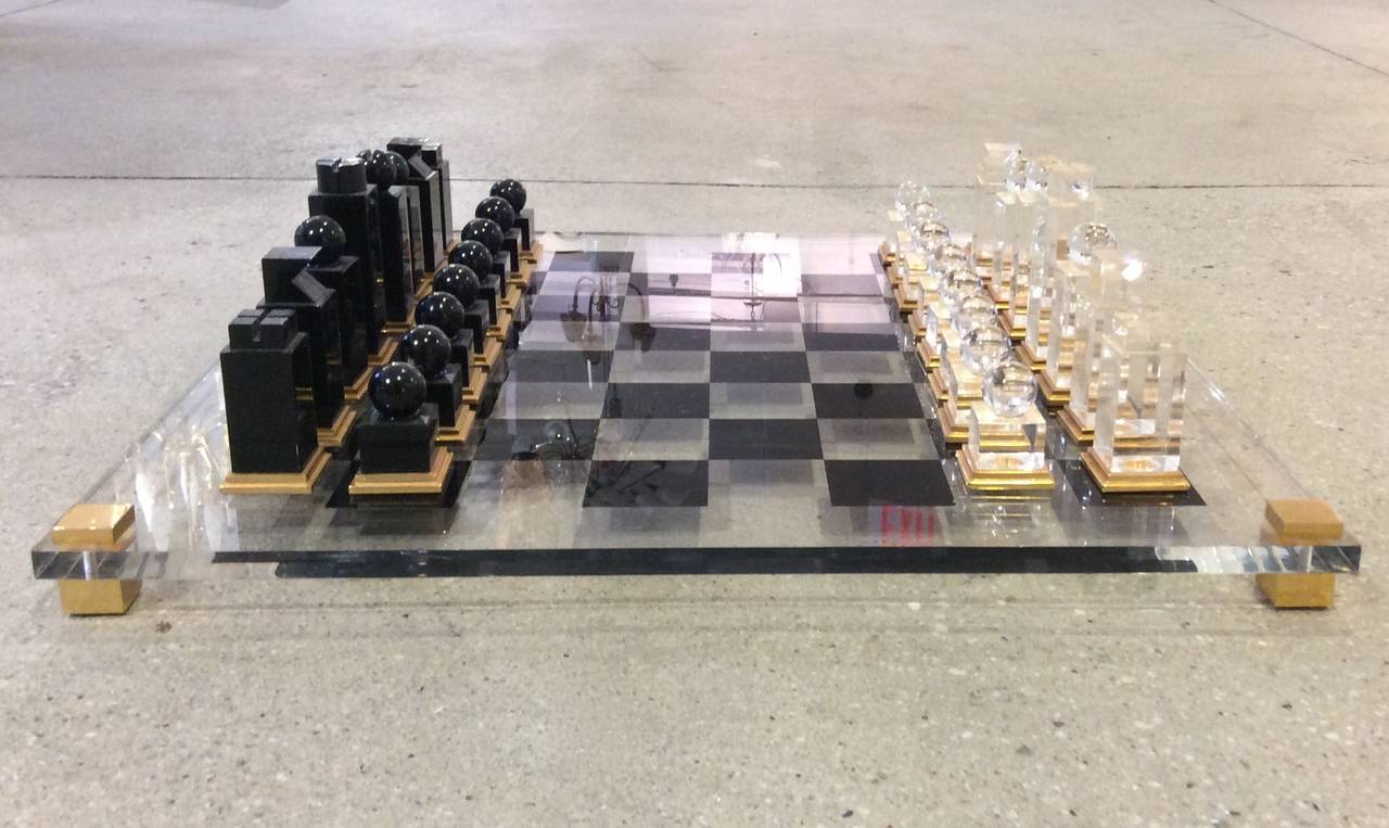 Glass Michel Dumas Lucite Chess Set