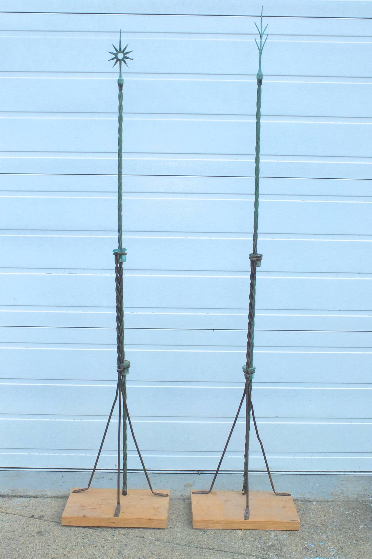Cast Pair of Antique American Lightning Rods For Sale