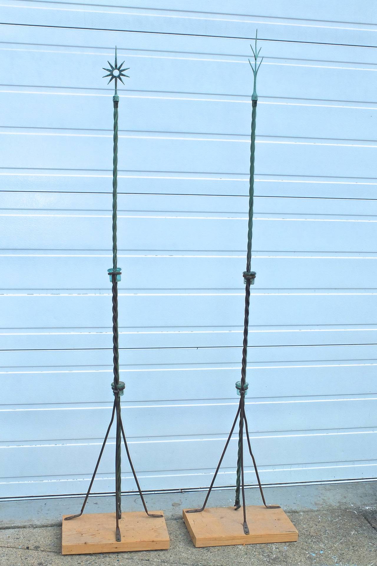 Country Pair of Antique American Lightning Rods For Sale