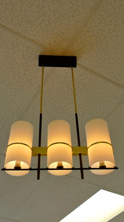 Stilnovo Linear Fixture with 3 Cylindrical Frosted Glass Shades