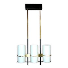 Stilnovo Linear Fixture with 3 Cylindrical Frosted Glass Shades