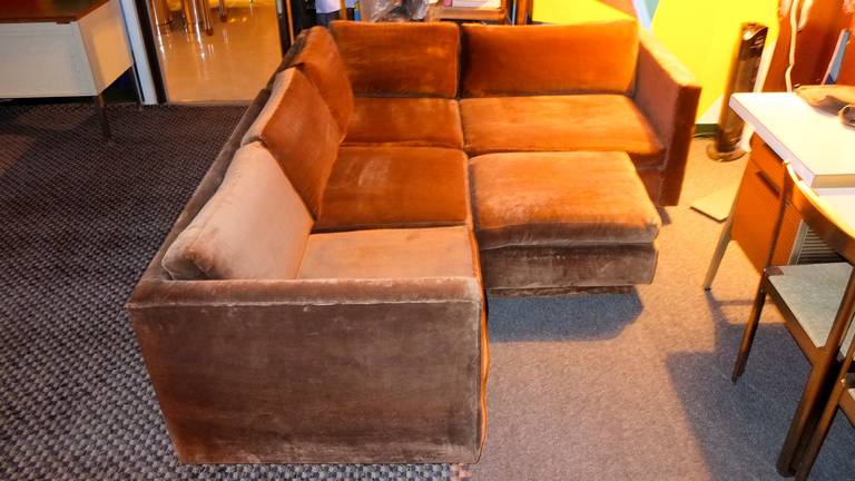Vintage L Shaped Sectional Sofa with Ottoman In Good Condition In Hanover, MA