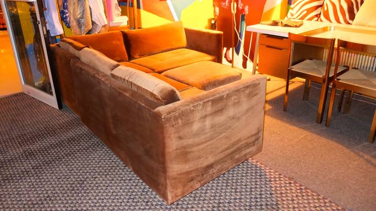 Late 20th Century Vintage L Shaped Sectional Sofa with Ottoman