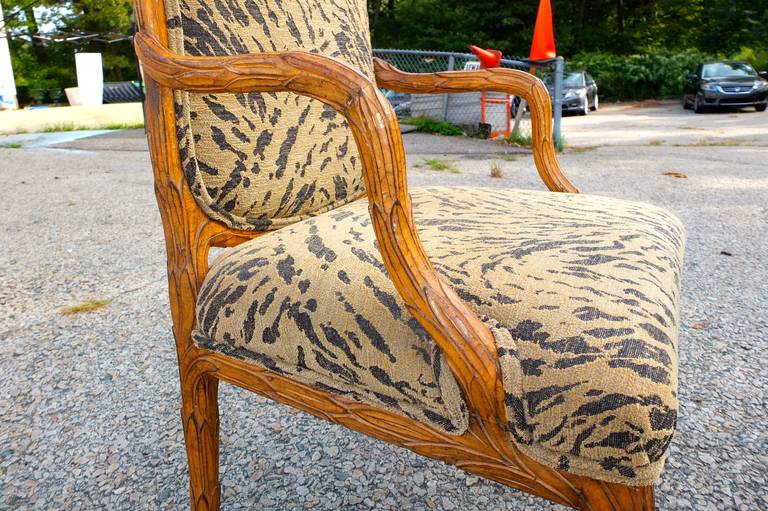Set of 6 Palm Frond Carved Chairs in the Style of Serge Roche In Good Condition In Hanover, MA