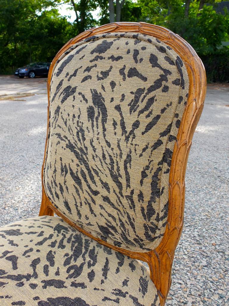 Late 20th Century Set of 6 Palm Frond Carved Chairs in the Style of Serge Roche