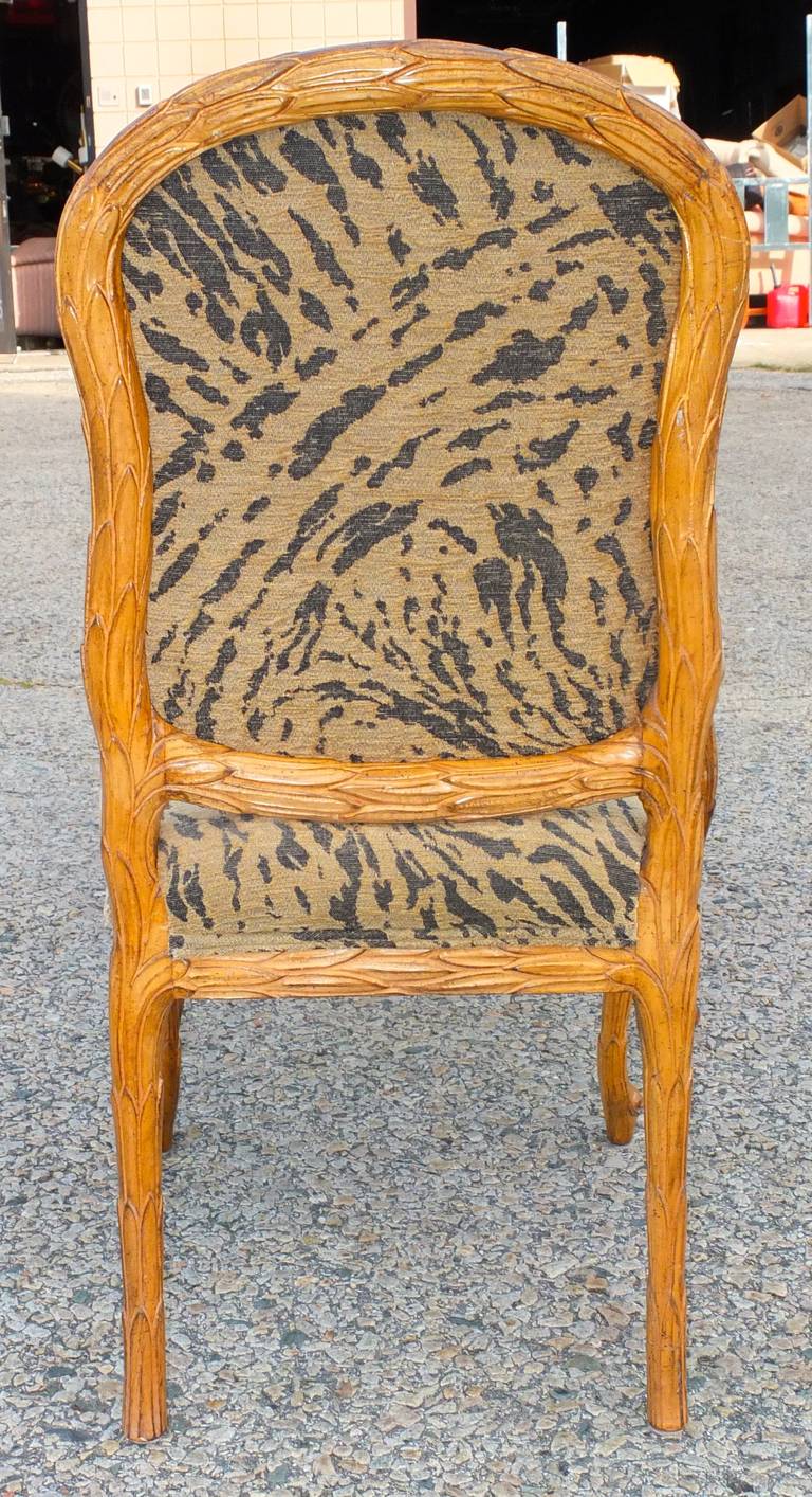 Set of 6 Palm Frond Carved Chairs in the Style of Serge Roche 2