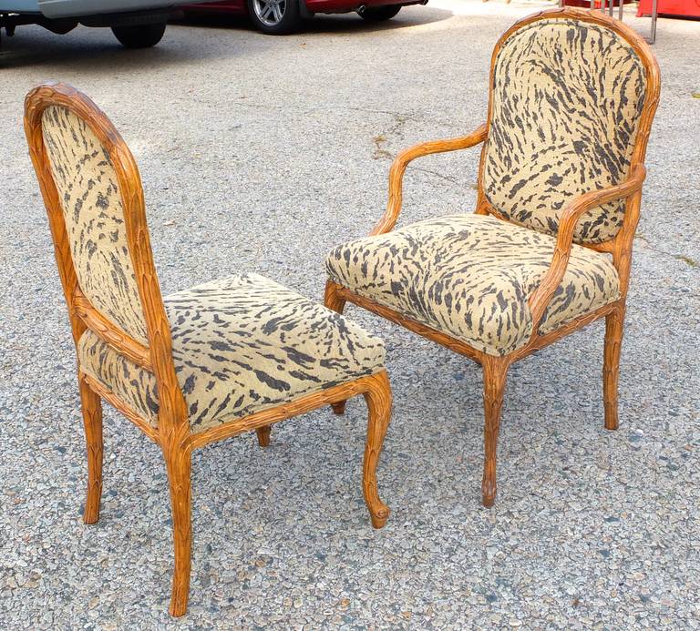 Set of 6 Palm Frond Carved Chairs in the Style of Serge Roche 3