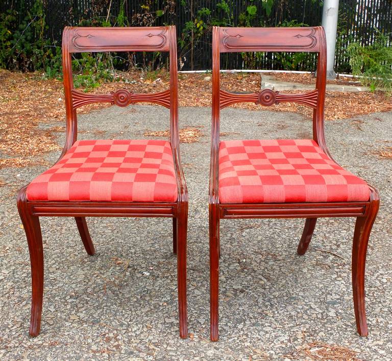 Six Regency Mahogany Dining Chairs In Excellent Condition In Hanover, MA
