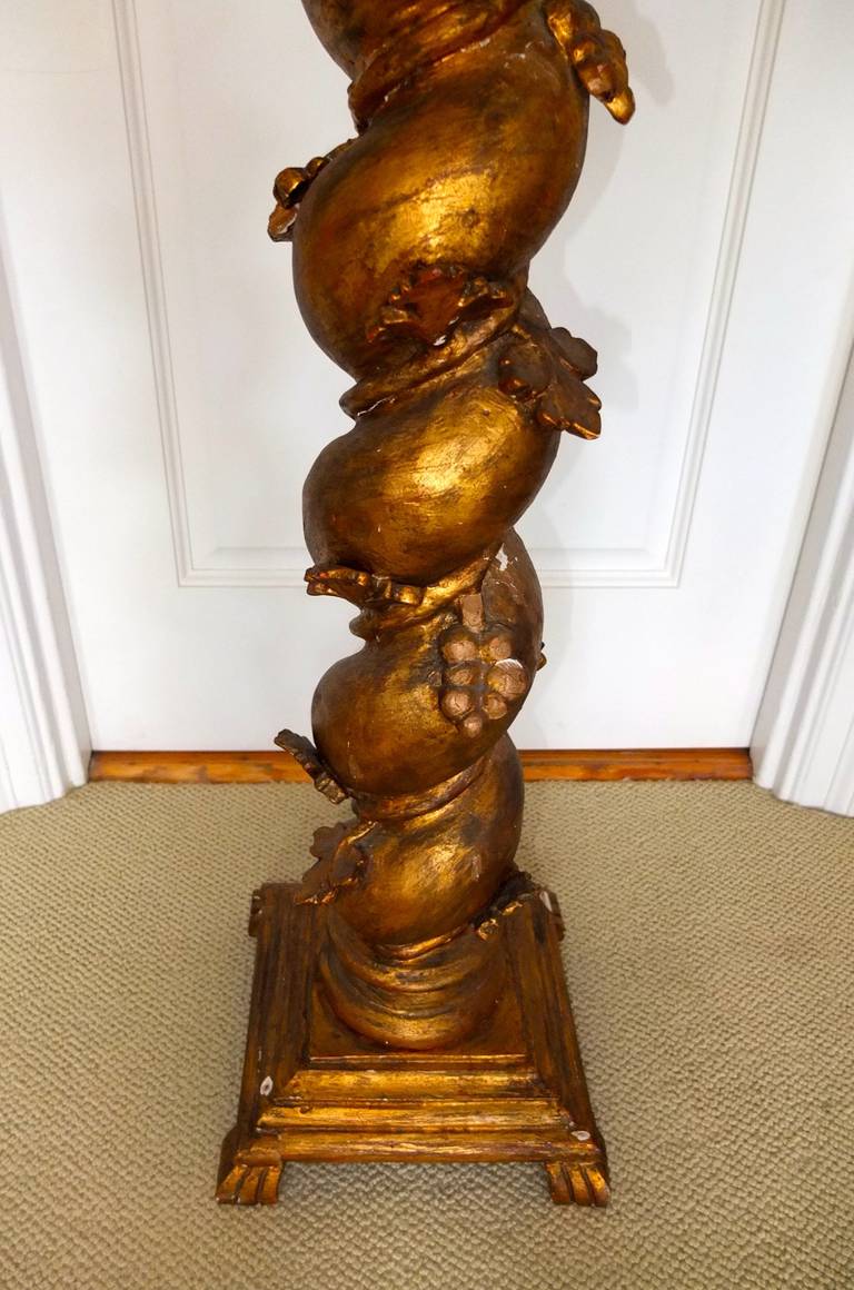 Carved Giltwood Italian Barley Twist Pedestal Column 3