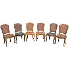 Set of Six Venetian Caned Dining Chairs