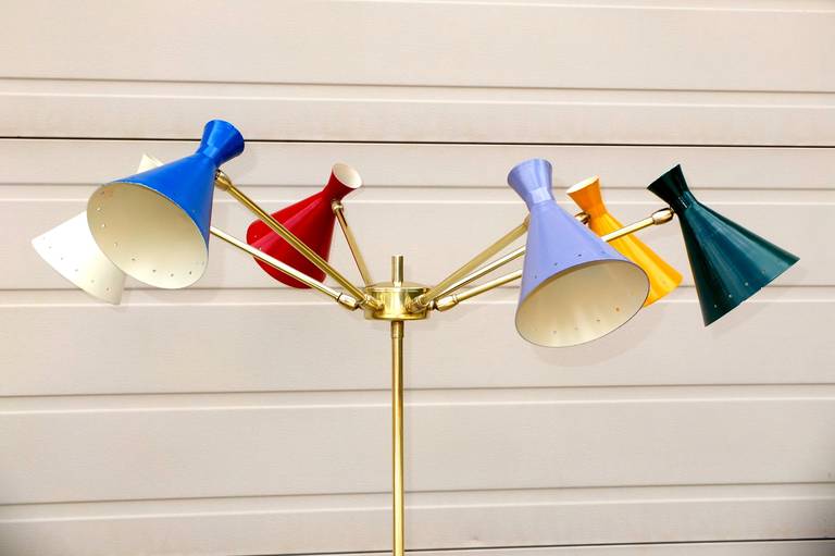 Italian Multi-Arm Floor Lamp In Good Condition For Sale In Hanover, MA