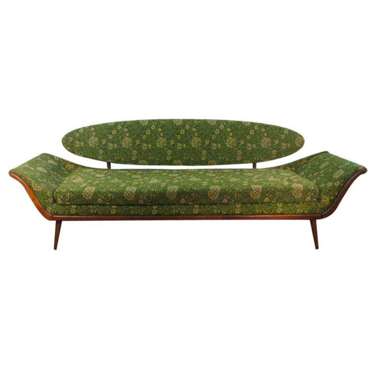 Mid-Century Gondola Sofa with Surfboard Back