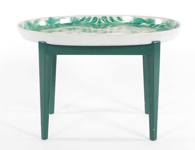 Mid-Century Modern Bjorn Wiinblad Ceramic Oval Tray Table