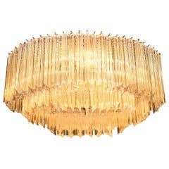 Large Oblong Venini Style Chandelier With Lucite Prism Crystals